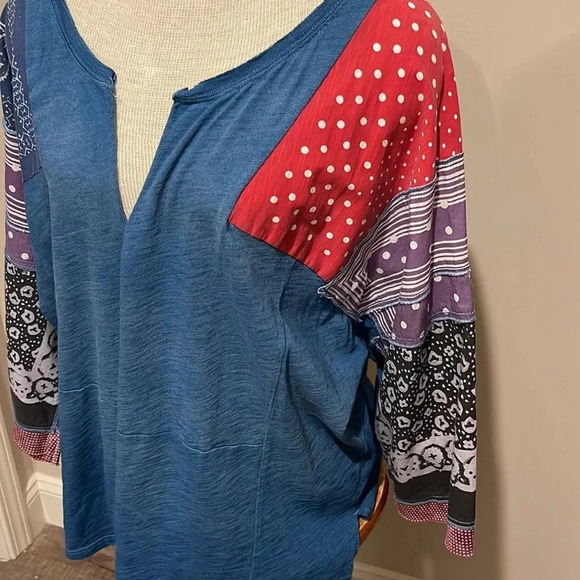We The Free - Shibuya Patchwork Tee Blue Bandana Mix Print Festival Boho - SizeS - Picture 3 of 10
